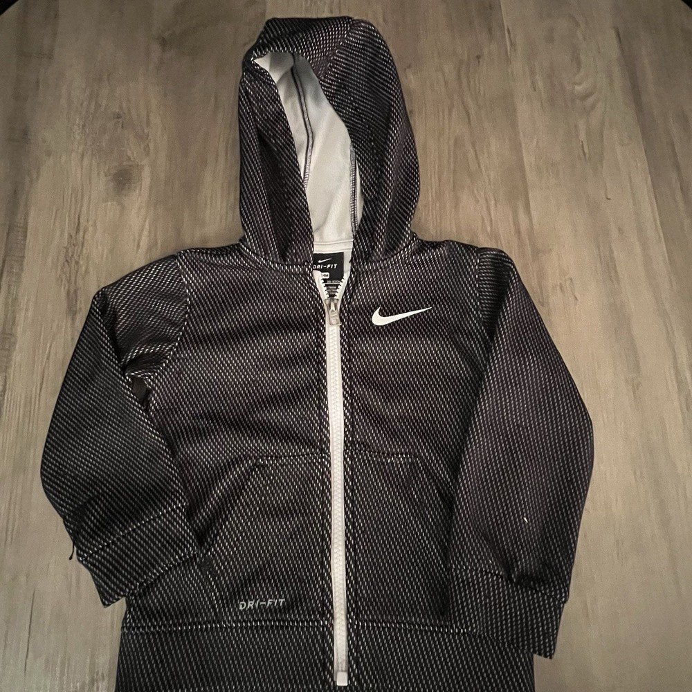 Toddler Boys Nike Full Zip Black Hoodie Sz 24 mos Good to Very Good Condition!